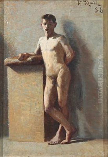 A Nude Male Oil Painting by Fritz Kraul