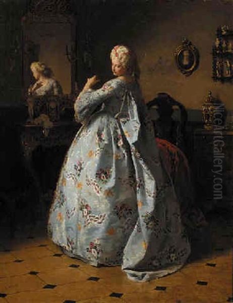 Admiring Her Attire Oil Painting by Friedrich Kraus