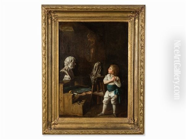 Boy In The Studio Oil Painting by Georg Melchior Kraus