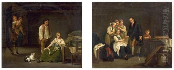 Scene De La Vie Paysanne (2 Works) by Georg Melchior Kraus