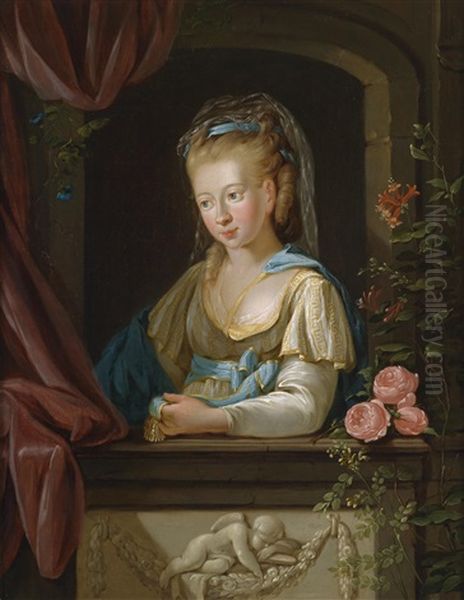 Portrat Einer Jungen Dame, Traditionell Identifiziert Als Herzogin Anna Amalia Von Sachsen-weimar, Prinzessin Von Braunschweig-wolfenbuttel Oil Painting by Georg Melchior Kraus