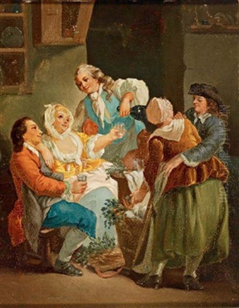 Frohliche Gesellschaft Oil Painting by Georg Melchior Kraus