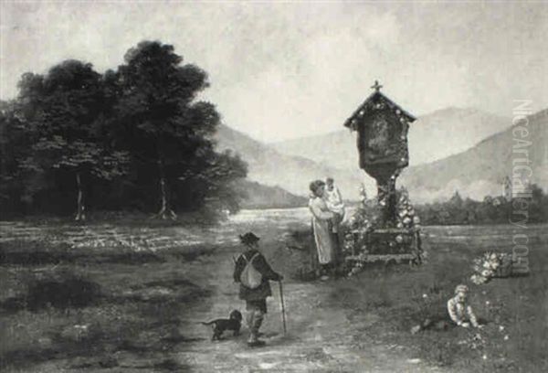 The Wayside Shrine Oil Painting by Gustave Adolf Krausche