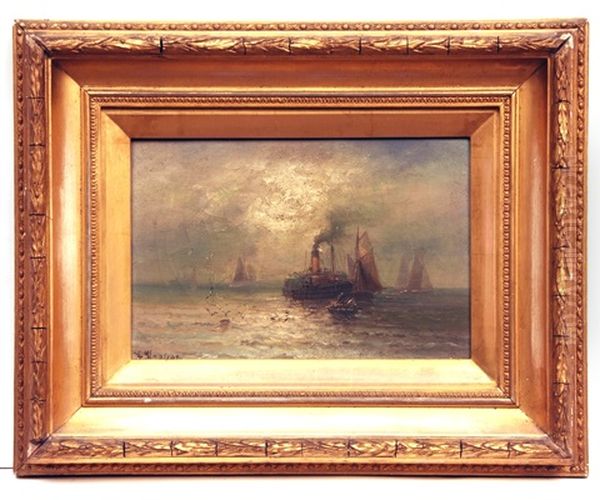 Shipping Becalmed Oil Painting by Franz Emil Krause