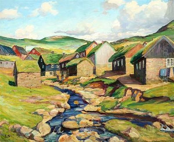 Mykines, Faroe Islands Oil Painting by Franz Emil Krause