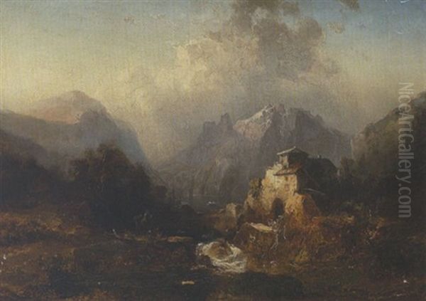 Gebirgssee Oil Painting by Franz Emil Krause