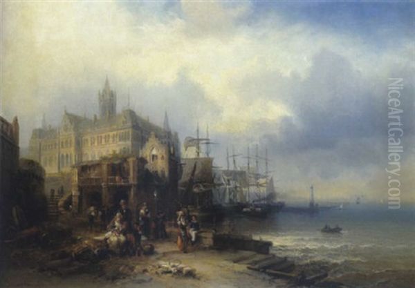 Warten Auf Die Einschiffung Oil Painting by Franz Emil Krause