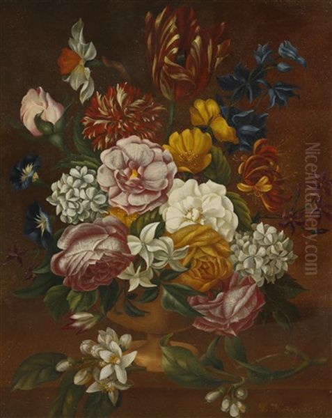 Blumenstraus In Vase Oil Painting by Lina Krause