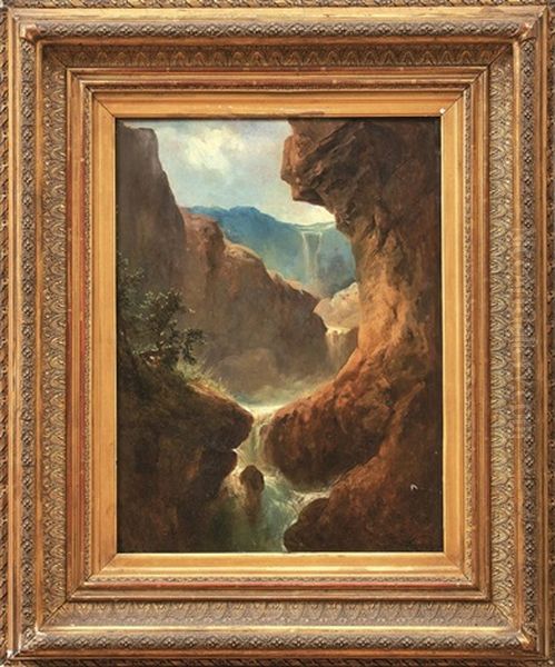 Wasserfall In Den Bergen Oil Painting by Wilhelm August Leopold Christian Krause