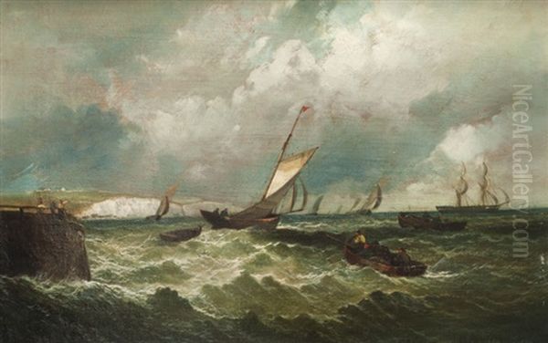 Bateaux En Mer Oil Painting by Wilhelm August Leopold Christian Krause