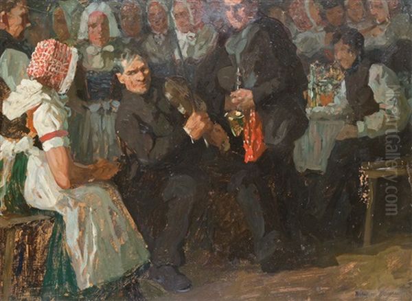 Musikanten Auf Dem Dorffest Oil Painting by William Krause