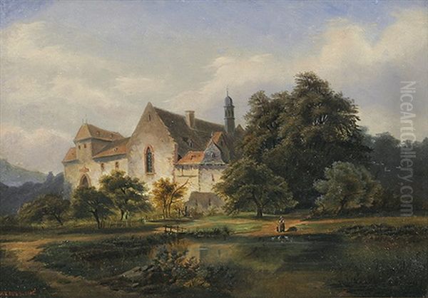 Kirche An Einem Dorfteich by Karl Krauss