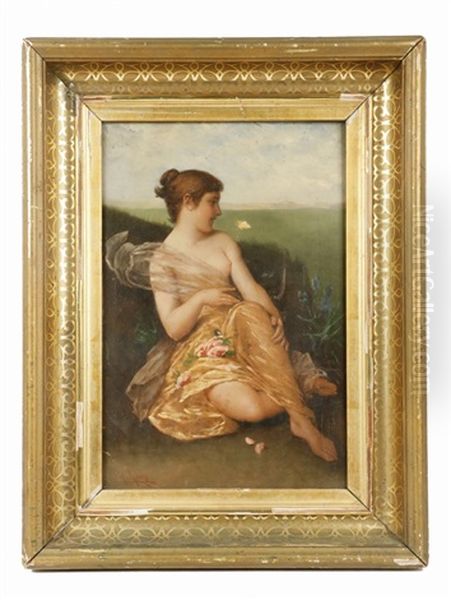 Psyche With A Butterfly Oil Painting by Wilhelm Kray