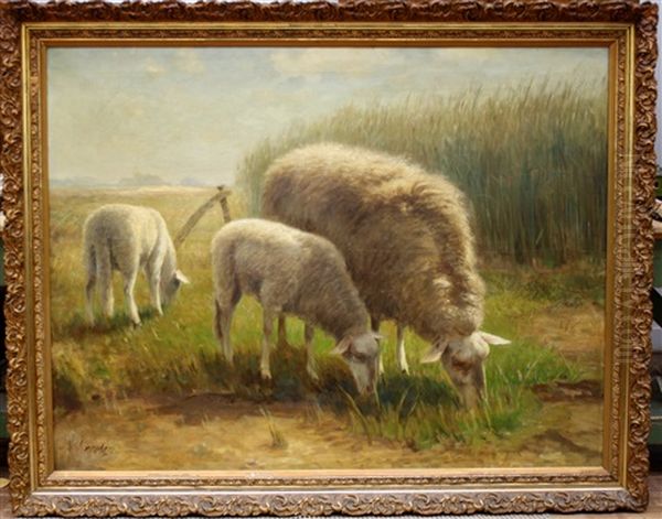 Ooi Met Lammetjes Oil Painting by Fedor Van Kregten