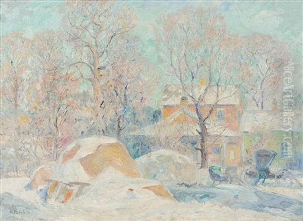 Winter Landscape Oil Painting by Albert H. Krehbiel