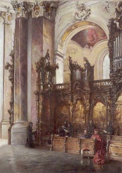 Inneres Der Kirche In Ottobeuren Oil Painting by Wilhelm Kreling