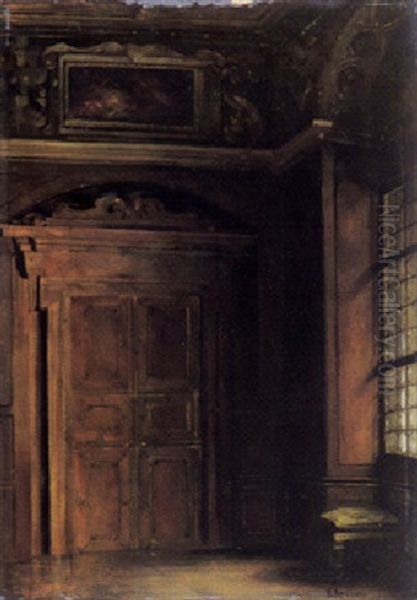 Barockinterieur Mit Tur, Suproporte Und Schemel Vor Einem Fenster Oil Painting by Wilhelm Kreling