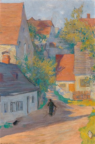 Aus Allensteig, Aufgang Zur Kirche Oil Painting by Carl Krenek