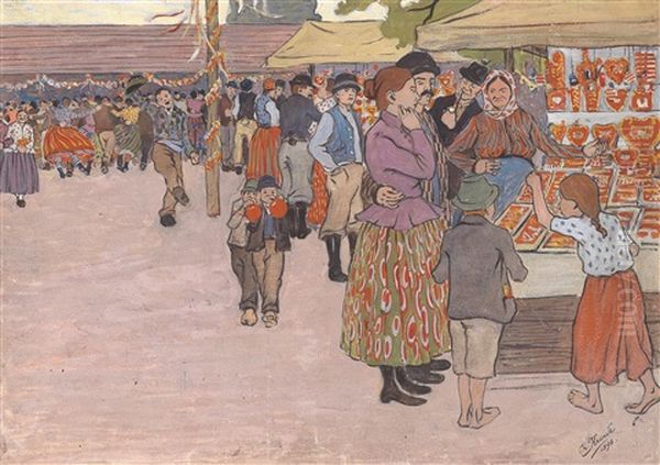 Jahrmarkt Oil Painting by Carl Krenek