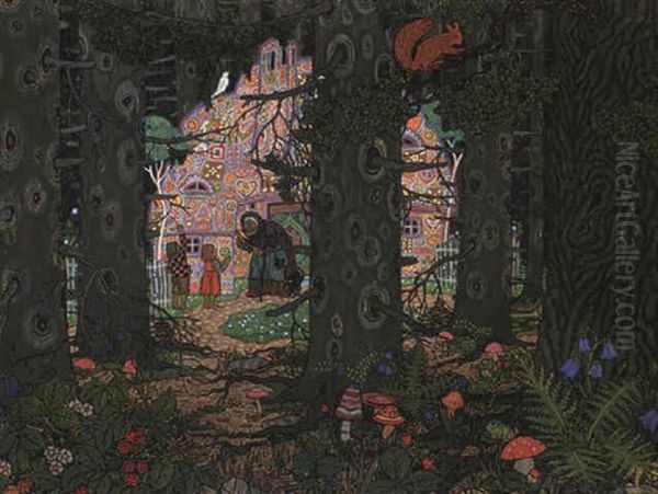 H,nsel Und Gretel Oil Painting by Carl Krenek