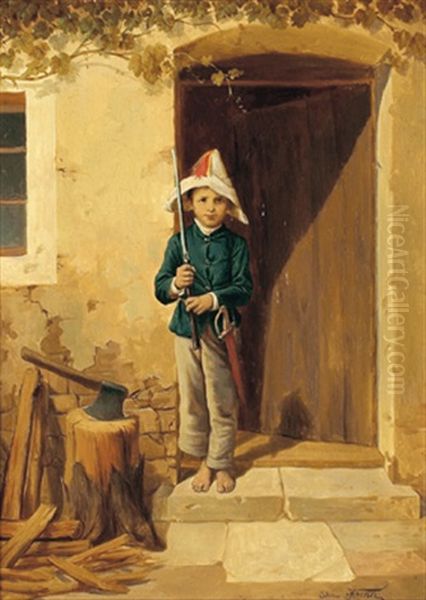 Der Kleine Soldat Oil Painting by Edmund Frederic Arthur Krenn