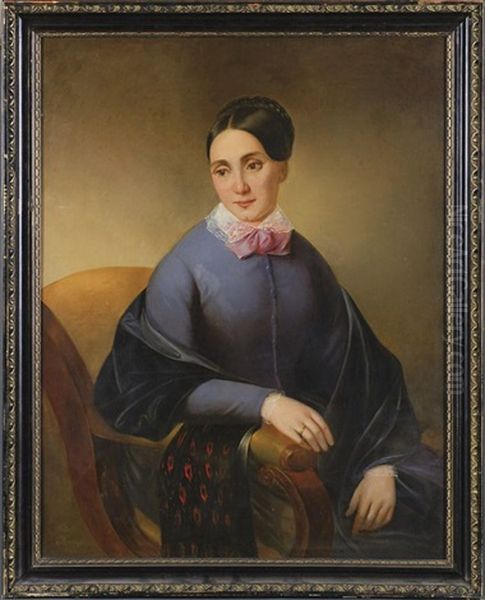 Biedermeier-damenportrait Oil Painting by Friedrich Krepp