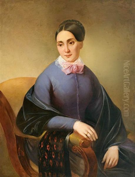 Portrait Einer Jungen Frau Im Armlehnstuhl Oil Painting by Friedrich Krepp