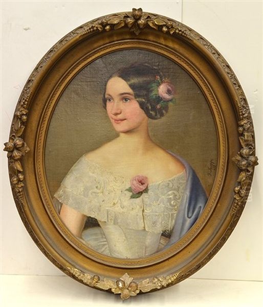 Portrait Of A Young Woman Oil Painting by Friedrich Krepp