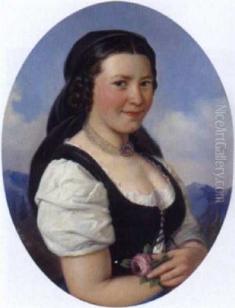 Portrait Einer Grosbauerin Oil Painting by Friedrich Krepp