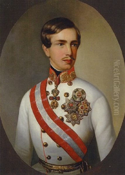 Portrat Kaiser Franz Joseph I. Von Osterreich In Feldmarschallsuniform Mit Ordensschmuck Oil Painting by Friedrich Krepp