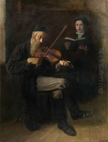 Judischer Geigenspieler Oil Painting by Lazar Krestin