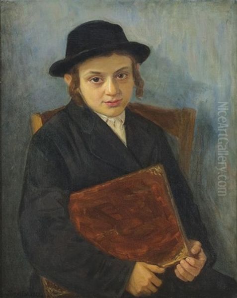 Portrait Of A Jewish Boy Oil Painting by Lazar Krestin