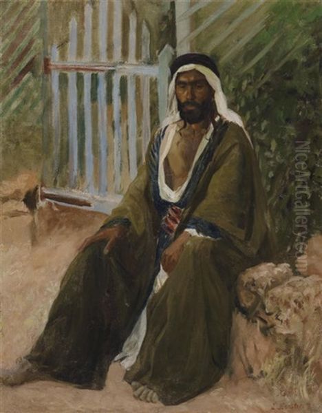 Seated Figure In Oriental Dress Oil Painting by Lazar Krestin