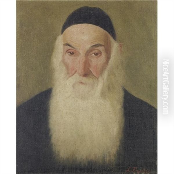 Portrait Of A Rabbi Oil Painting by Lazar Krestin