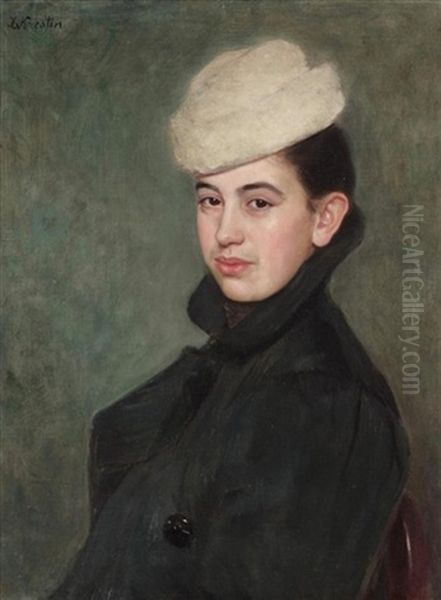 Portrait Bust Of A Young Woman Oil Painting by Lazar Krestin