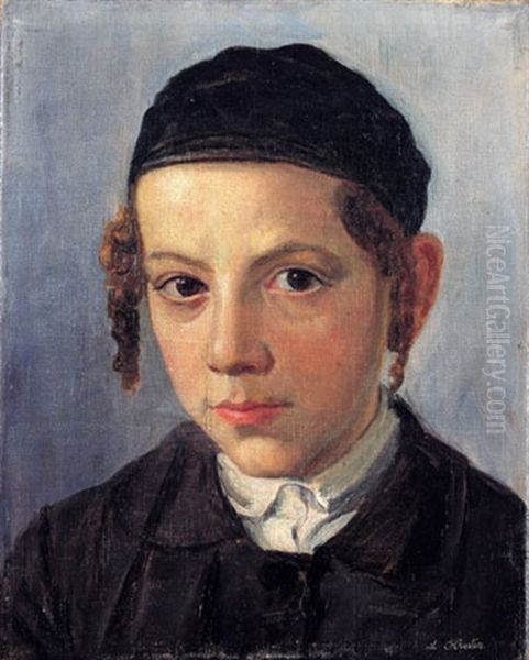 Yeshiva Boy Oil Painting by Lazar Krestin