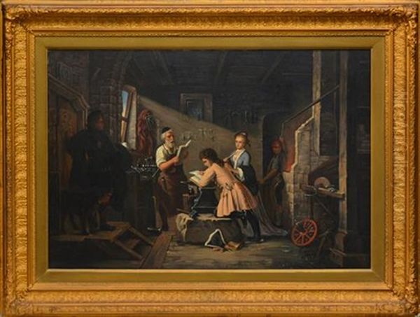 The Blacksmith's Workshop Oil Painting by Johann Hermann Kretzschmer