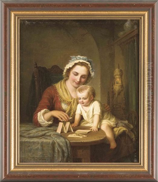 Mutter Mit Kind Oil Painting by Johann Hermann Kretzschmer