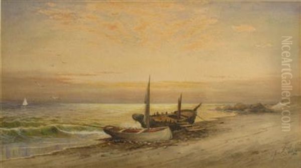 Two Boats Ashore Oil Painting by John Augustus Beck