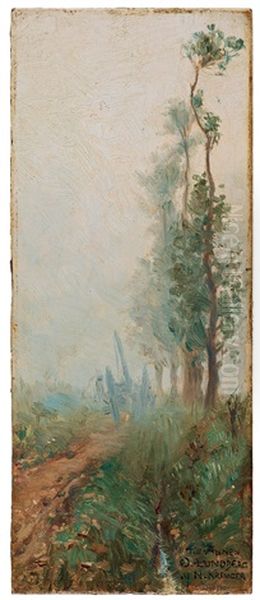 Landscape With Trees By The Roadside Oil Painting by Nils Kreuger