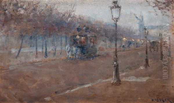 Boulevard Scene, Paris Oil Painting by Nils Kreuger