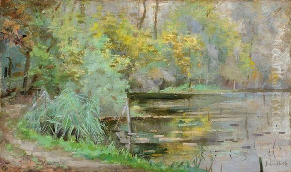 Arbres Au Bord De L'etang Oil Painting by Julia Beck