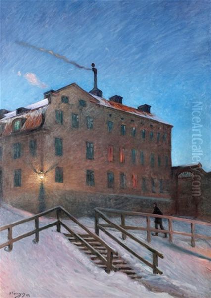 Gammalt Hus I Katarina (+ Another, Verso) Oil Painting by Nils Kreuger