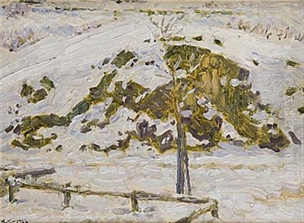 Skinnarviksberget I Sno Oil Painting by Nils Kreuger