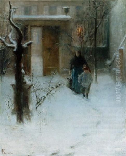 Pa Aftonpromenad Oil Painting by Nils Kreuger