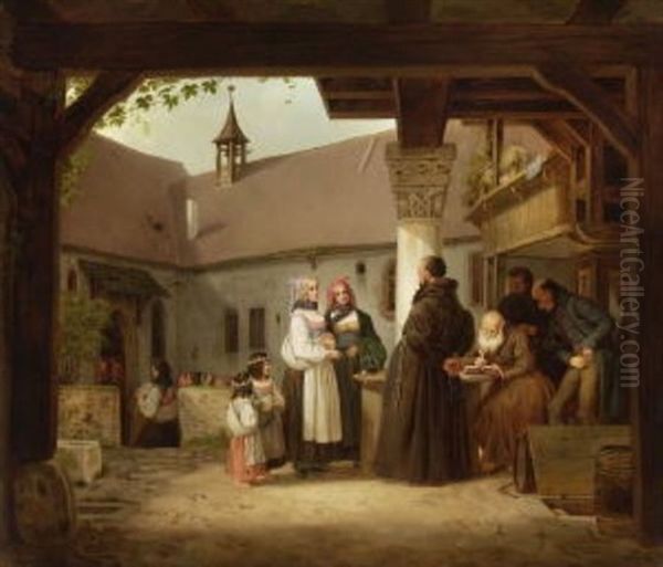 Im Klosterhof Oil Painting by Johann Friedrich Karl Kreul