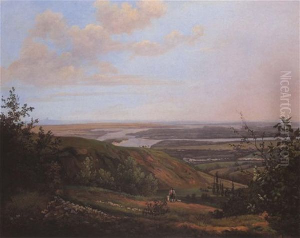 Blick Auf Die Donau Oil Painting by Conrad Kreutzer