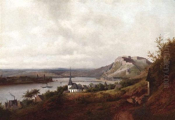 Blick Von Pfaffendorf Auf Koblenz Und Ehrenbreitstein Oil Painting by Felix Kreutzer