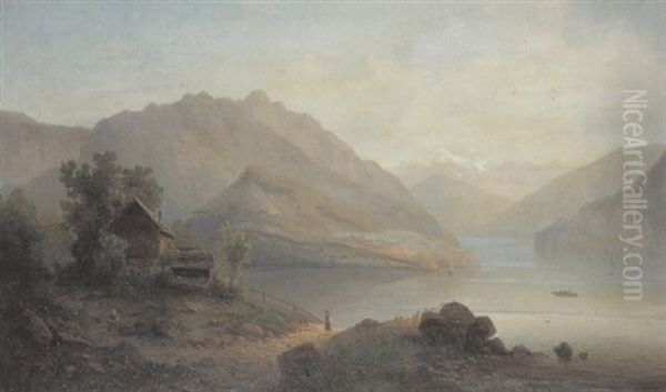 Seelandschaft Im Gebirge by Felix Kreutzer