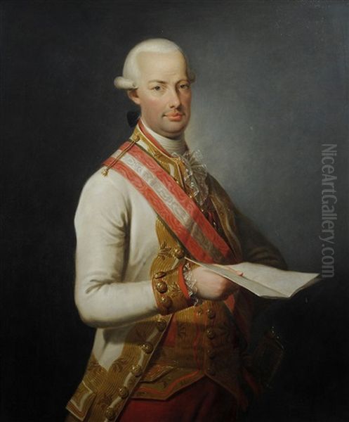 Kaiser Leopold Ii. Oil Painting by Josef Kreutzinger